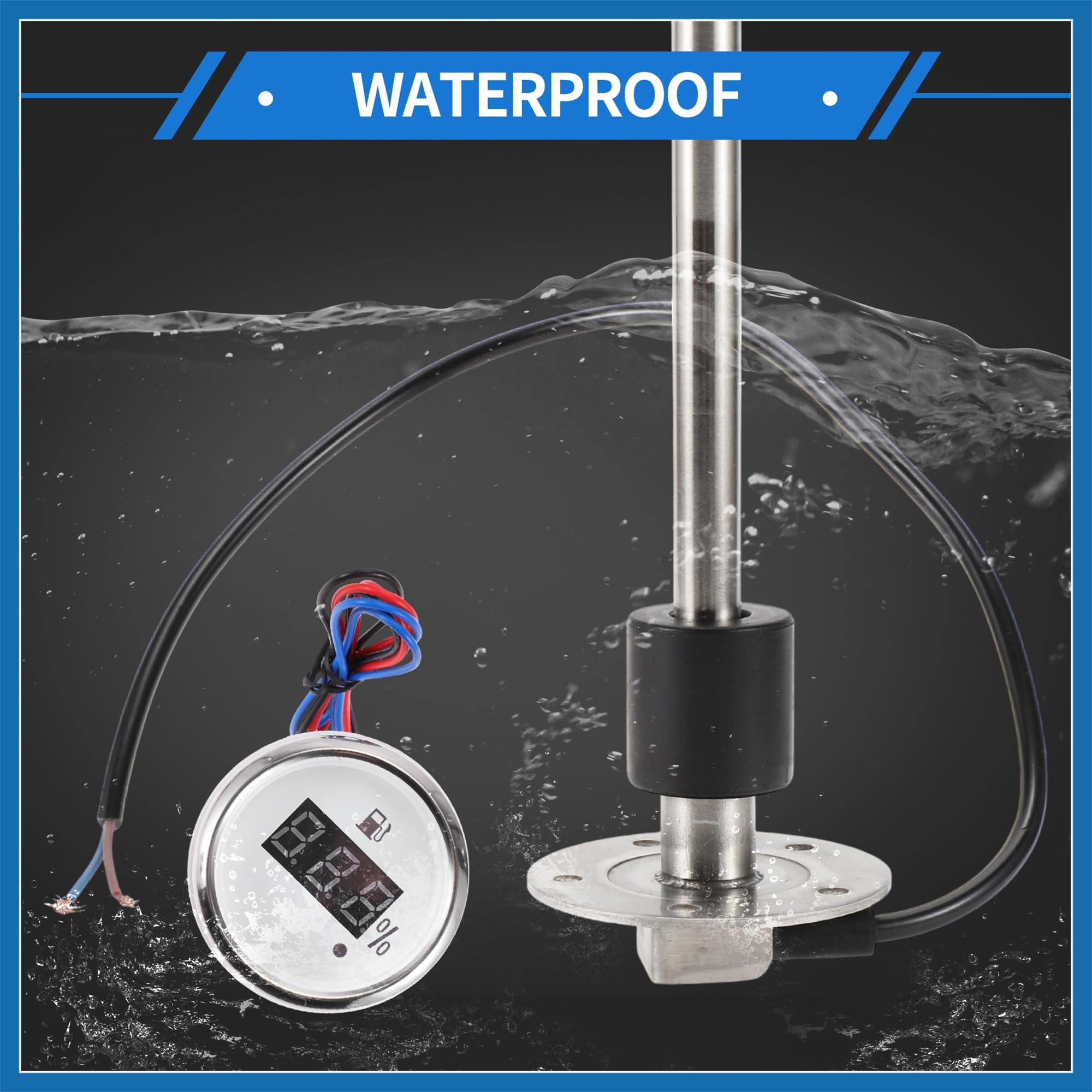 A ABSOPRO Capteur de Niveau de Carburant avec Jauge de Carburant Pour Bateau Unité d'Envoi de Carburant Marin Métal Ton Argent Blanc 0-190 Ohm 800mm Remplacement d'article