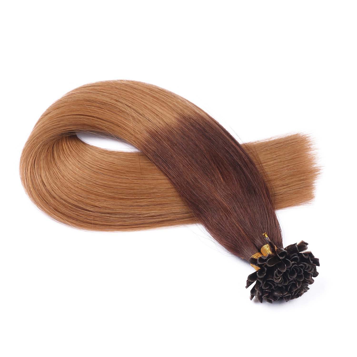 Keratin Bonding - # 6/27 OMBRE - 60cm - 100 Strähnen - 0,5g - 100% Remy Echthaar Haarverlängerung U-Tip Extensions sehr hohe Qualität by NOVON Hair Extention