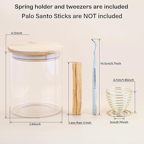 Miniatura 2 de ZenBless Tanque de almacenamiento de vidrio para palitos de incienso de Palo Santo, caja de almacenamiento de incienso para Palo Santo de 4 pulgadas