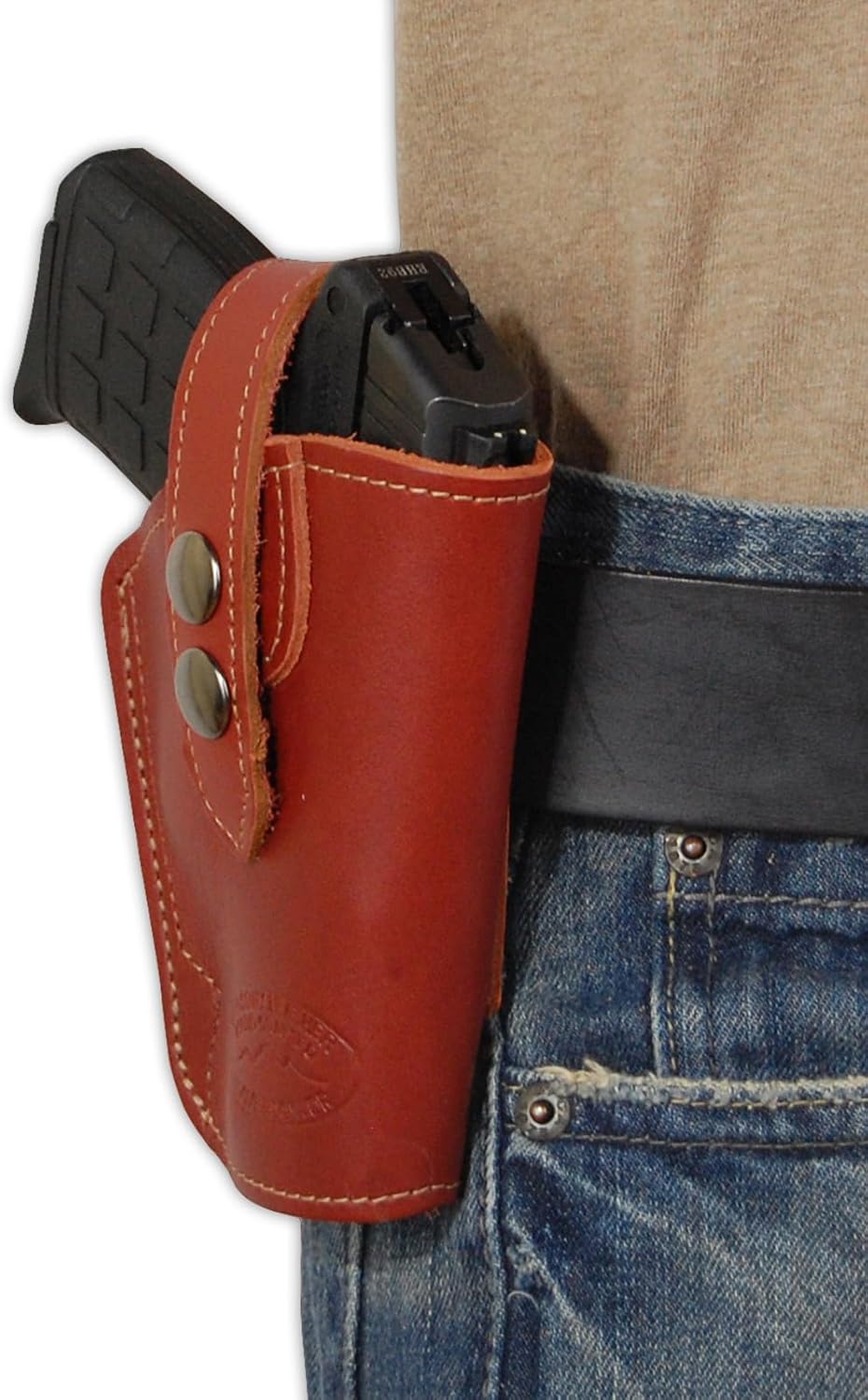 Barsony Burgundy Leather Belt Clip Holster for Small Frame .380 and Ultra-Compact 9mm 40 45