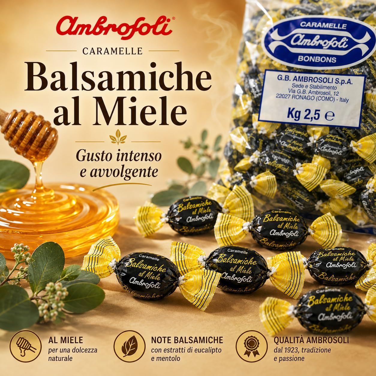 Ambrosoli Caramelle Balsamiche al miele in sacchi da kg. 2,5