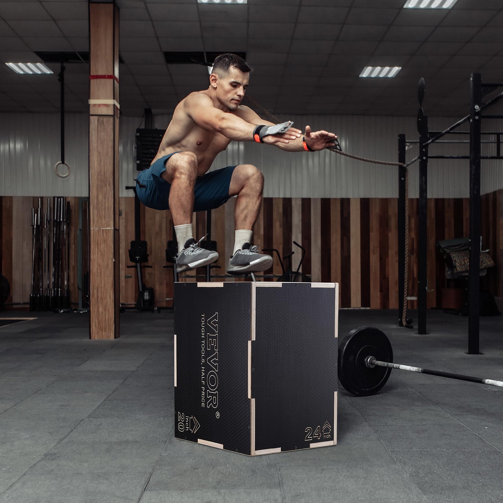 VEVOR 3-in-1 Plyometrische Sprungbox aus Holz, Plyo-Box, Plattform & Sprung-Agility-Box, rutschfeste Fitnessübung, Step-Up-Box für Zuhause, Fitnessstudio, Konditionierung, Krafttraining, mehrere