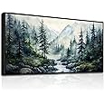 Large Wall Decor for Living Room Canvas Wall Art for Office Modern Wall Decorations for Bedroom Foggy Forest Landscape Paintings Black and White Pictures Artwork Room Home Decor 24"X48"