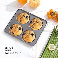 Vista 2 de HONGBAKE Juego de 2 Moldes Grandes para Parte Superior de Magdalenas, Molde Antiadherente de 4 Cavidades para Panecillos de Hamburguesa, Molde Jumbo
