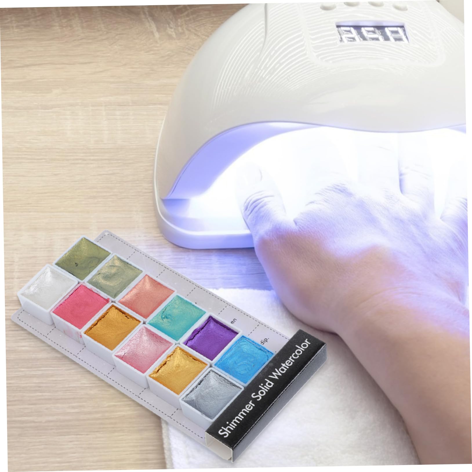 NUOBESTY 3 Scatole Pigmento solido perlescente brillantini per unghie glitter per unghie tavolozza bagnata acquerelli pittura per manicure pittura pigmento per manicure colla in