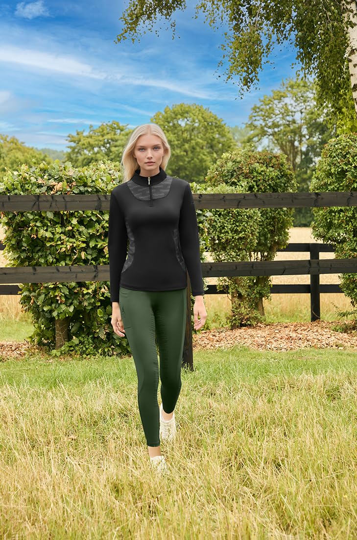 Equinate Leggings de equitación para mujer Myla, cómodos pantalones de equitación con ribete completo, para teléfono móvil y trabillas para cinturón, transpirables, elásticos, antideslizantes