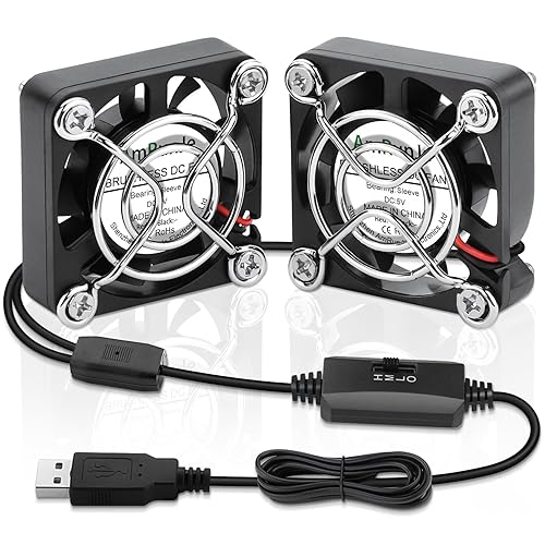 Paquete de 2 ventiladores USB de 1.575 in x 0.394 in CC 5 V Mini ventilador de caja sin escobillas para computadora, terrario, PlayStation, carcasa