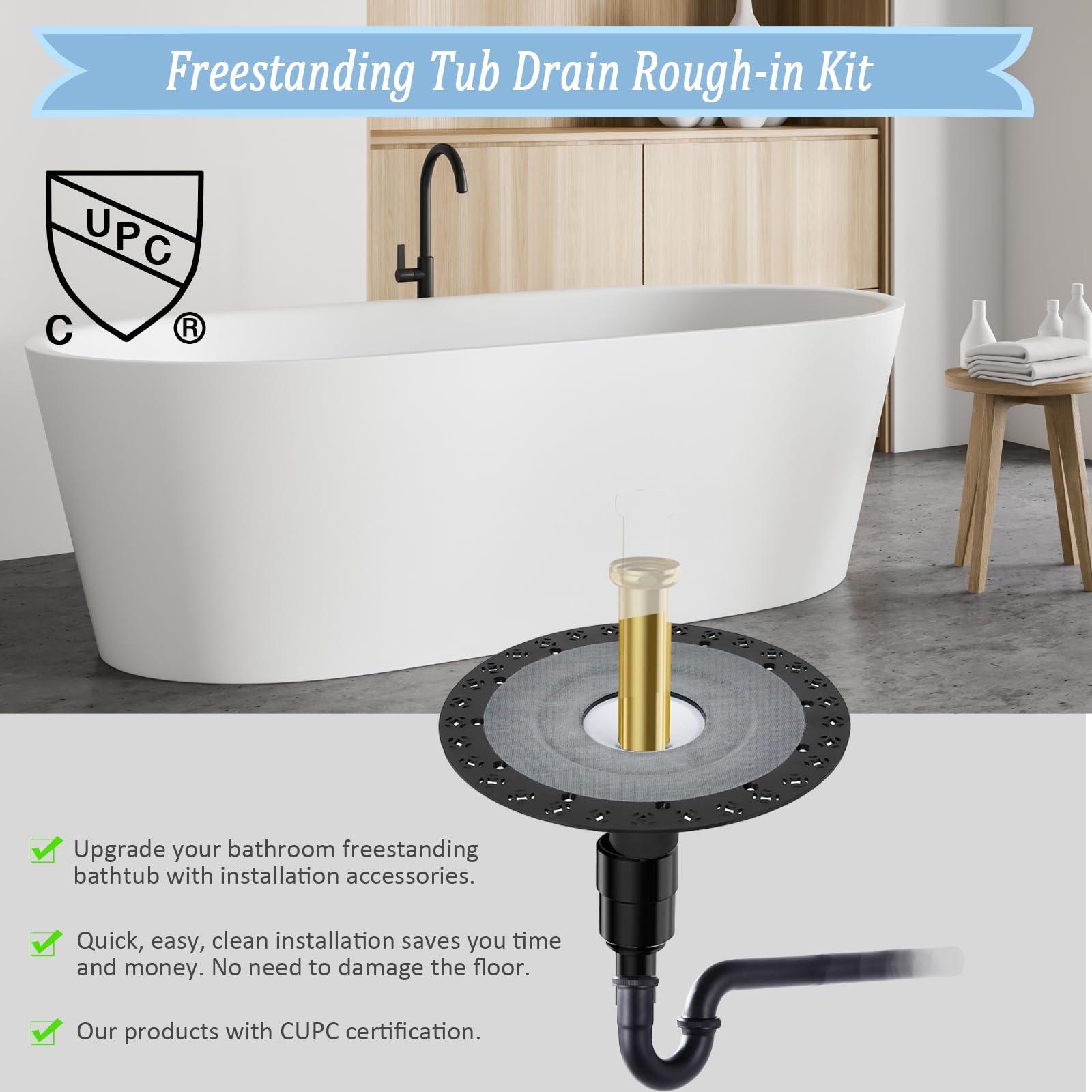 Bathtub Drain Stopper Freestanding Bathtub Drain With Pop-Up Stopper