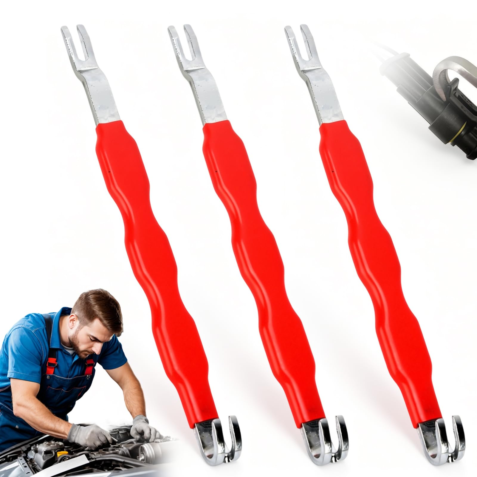 3 Pcs Automotive Electrical Terminal Connector Separator, Terminal Removal Tool Electrical Disconnect Pliers Fixion Tools for Car Mechanic (Red)