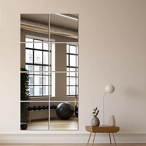 Miniatura 2 de Delma Azulejos de espejo de pared de longitud completa, 22 x 22 pulgadas x 4 unidades, azulejos de espejo de cuerpo completo sin marco para