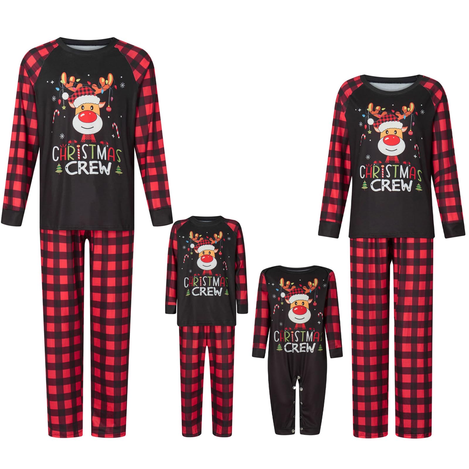 Abendedian 2023 Family Christmas Pjs Matching Sets Christmas Pajamas Long Sleeve Pj 2 Piece Set Festival Party Sleepwear