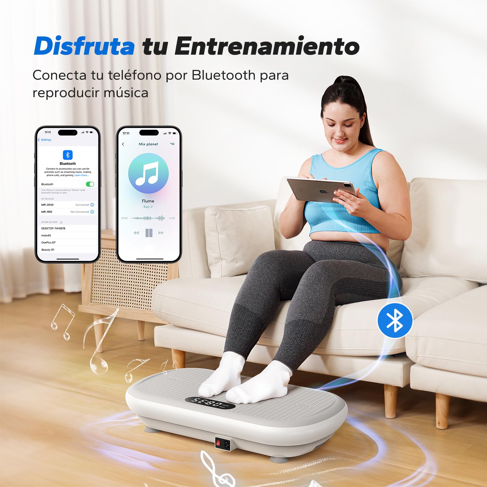 MERACH Potente Plataforma Vibratoria para Entrenamiento y Musculación, 13 mm de Amplitud, 200 kg de Capacidad de Peso, Pedal de Silicona, Altavoz Bluetooth Integrado