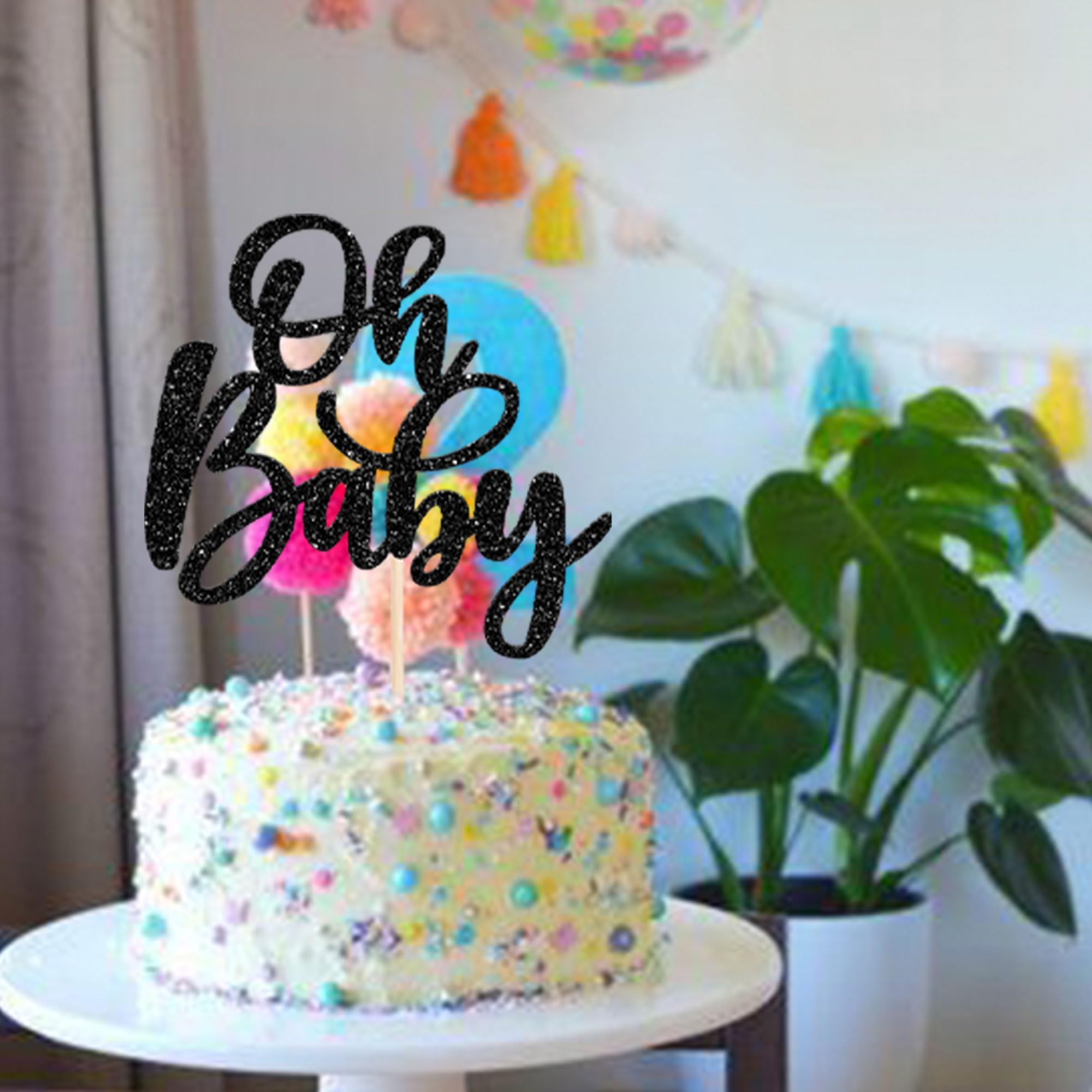 Topper Gâteau “Oh Baby” En Acrylique Or - Décoration élégante Pour Baby Shower, Gender Reveal, Fête Prénatale, Avec 6 Empreintes De Pieds