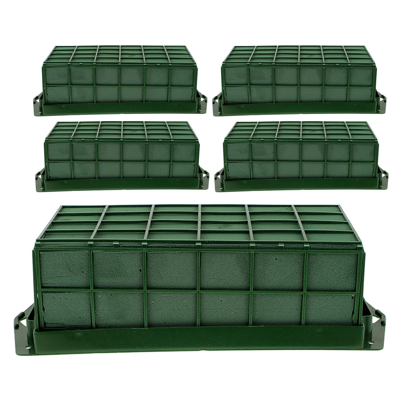 Support de fleurs carré vert GLEAVI en plastique et écume pour jardin en lot de 5
