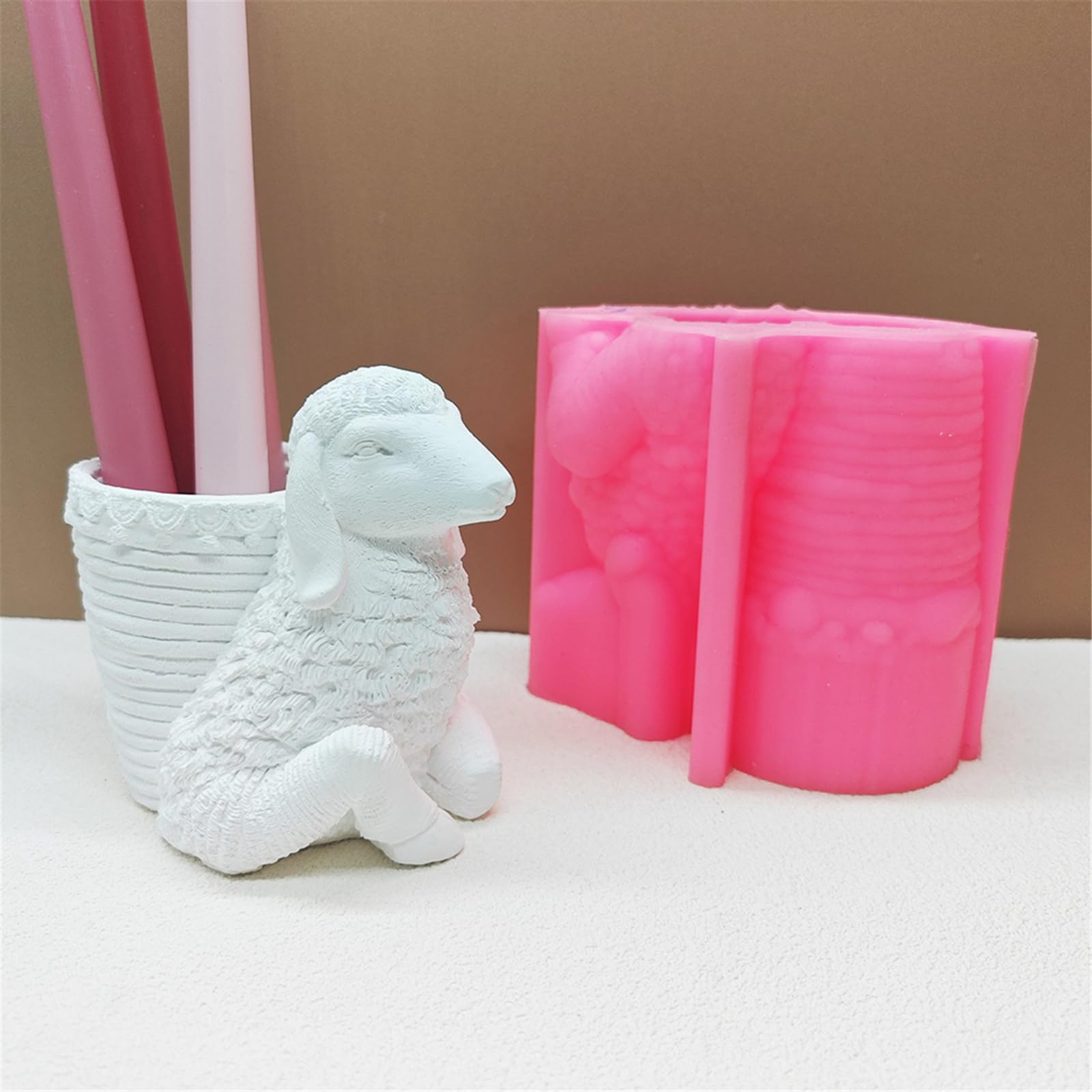Adorable molde decorativo de silicona para macetas de suculentas, diseño de ovejas de dibujos animados para macetas y bolígrafos suculentas