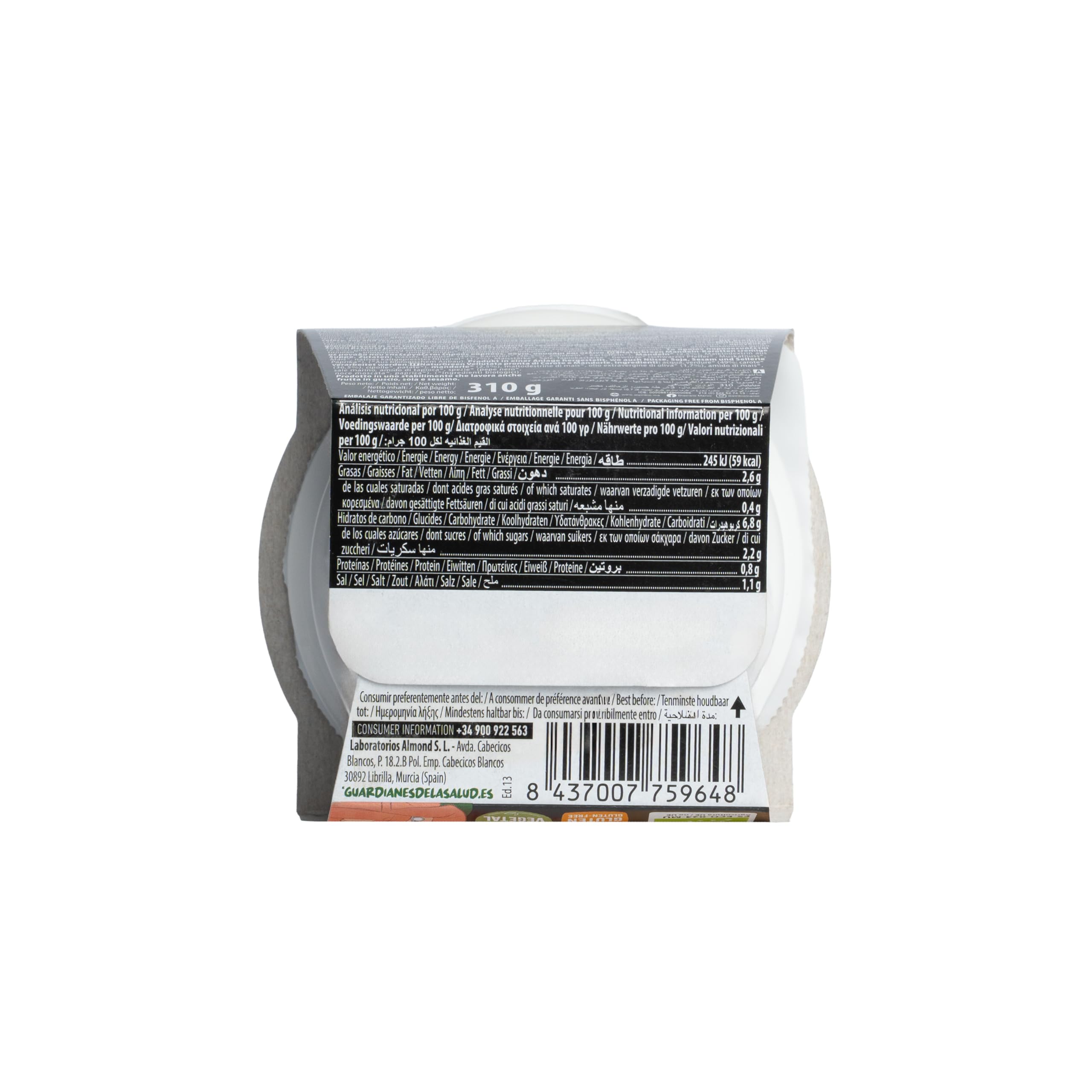 NaturGreen Crema Zanahoria con almendras Pack 6 unidades