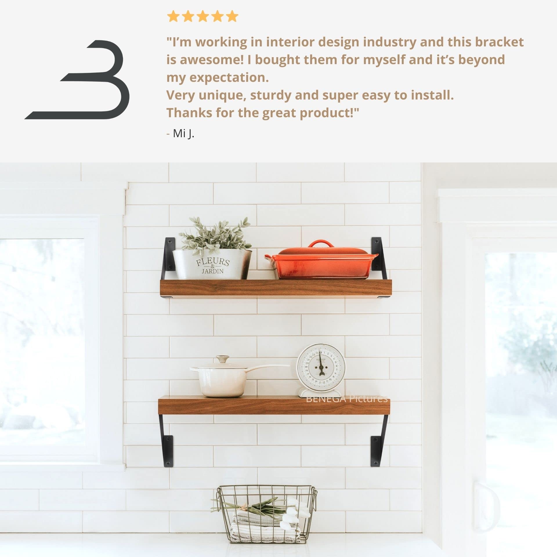 Buy BENEGA Shelf Brackets 6 Inch 4 Packs Floating Shelf Bracket Shelving Bracket