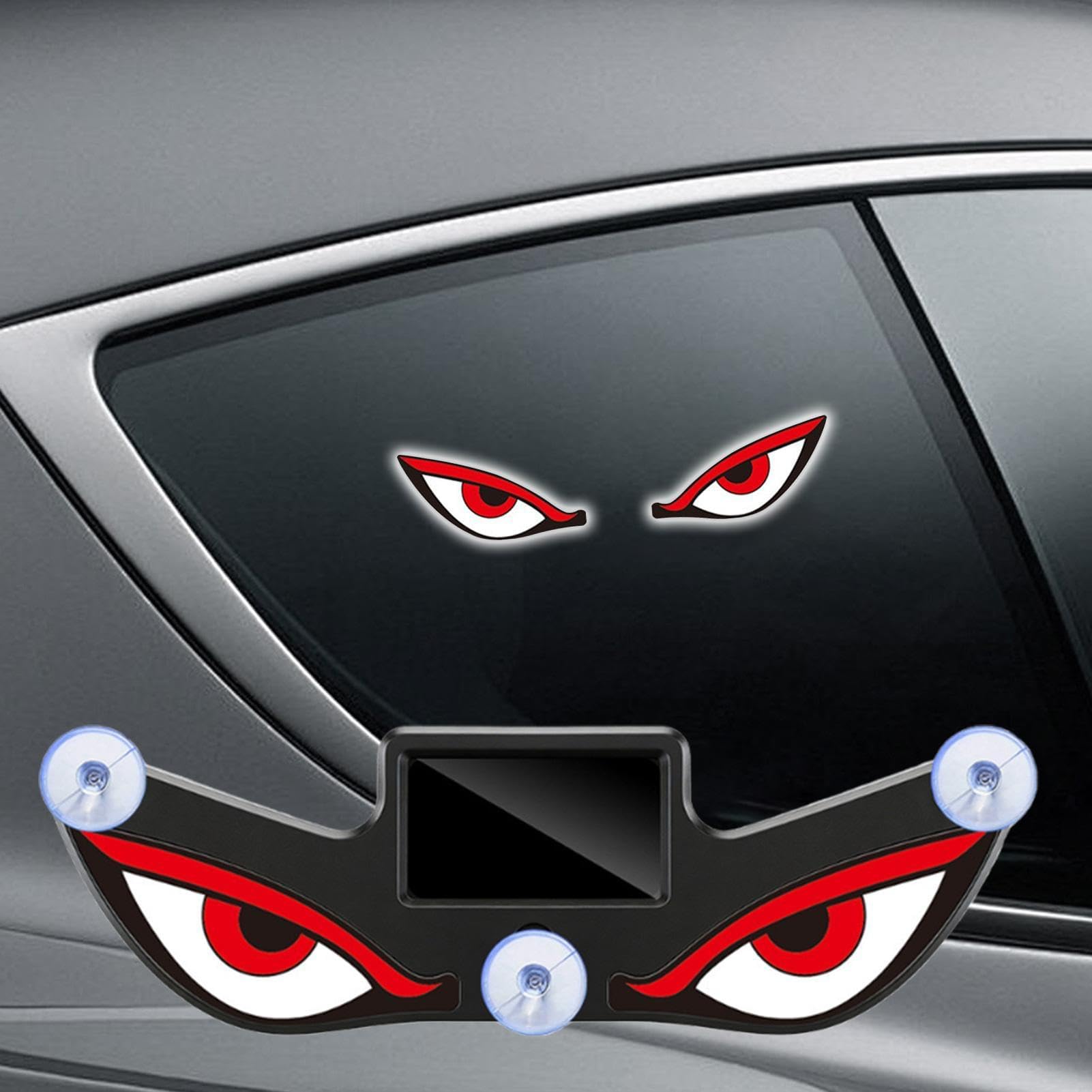 Muiltvoe Solar Evil Eye LED Car Window Light Dynamic Solar Powered Universal Waterproof Sign No Drill Suction Cup Windshield Ambient Lamp USB Powered Flicker Signal Warning Lights for SUV Truck RV