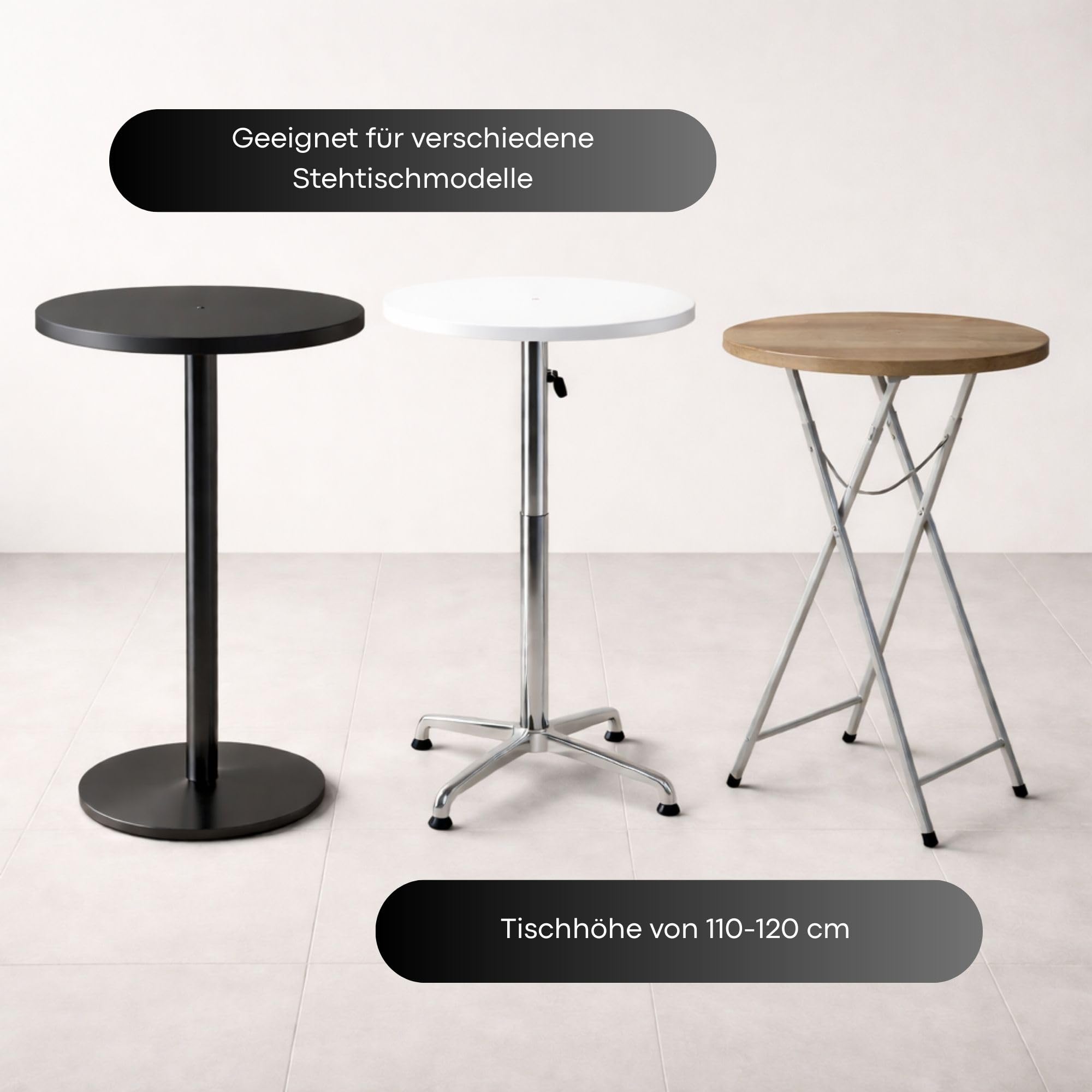 Copritavolo Elasticizzato Per Tavolo Bistrot 80x110 Cm - Set Da 3 Pezzi, Bianco, Con Tasche Per Piedi, Per Matrimoni E Feste