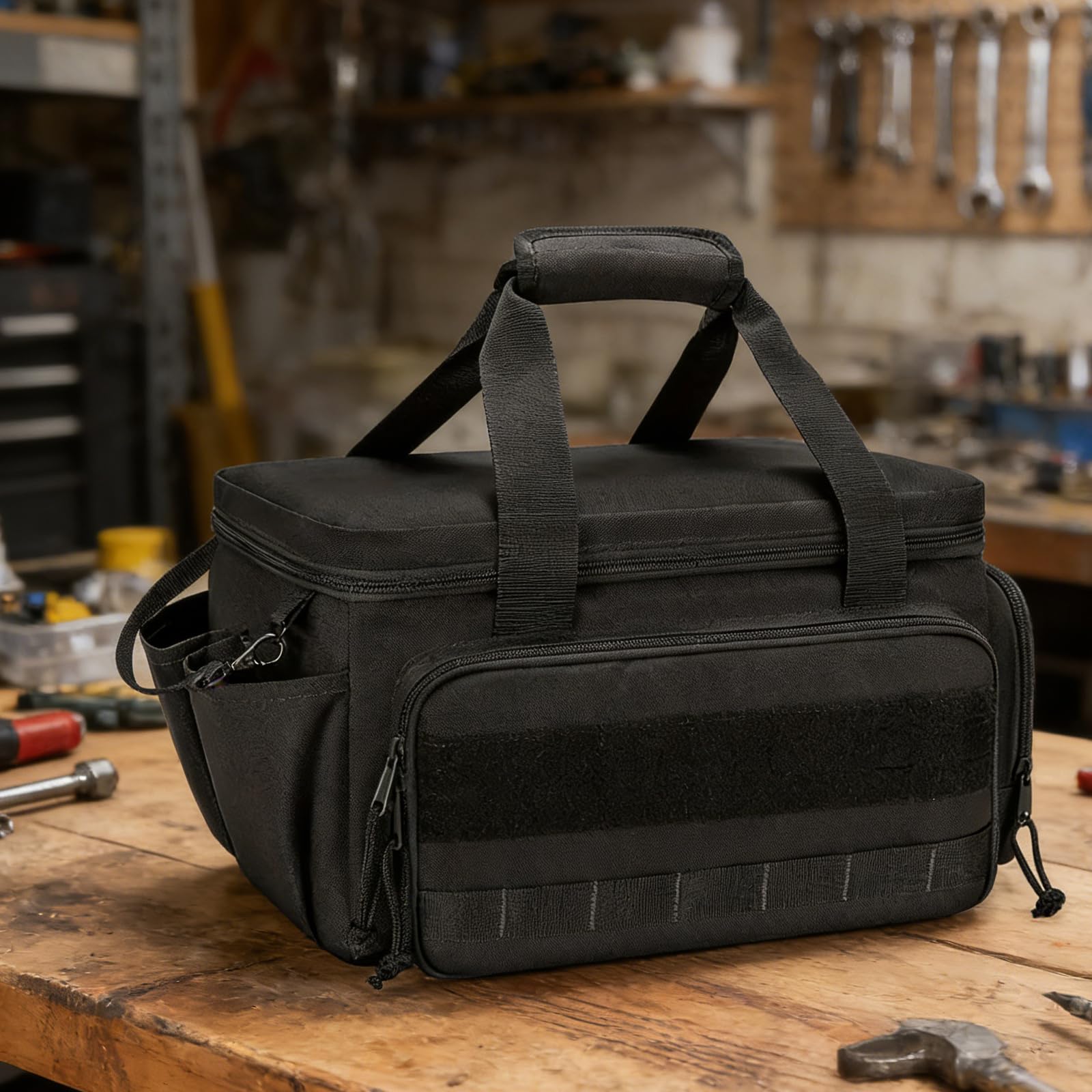 Werkzeugtasche Groß, 36.7 x 21.5 x 20.5cm Werkzeugtaschen Elektriker mit Rutschfestem Dick Gepolstertem Boden, Werkzeugtasche Klein Multifunktionale Arbeitstasche für Heimwerker Handwerker Schreiner