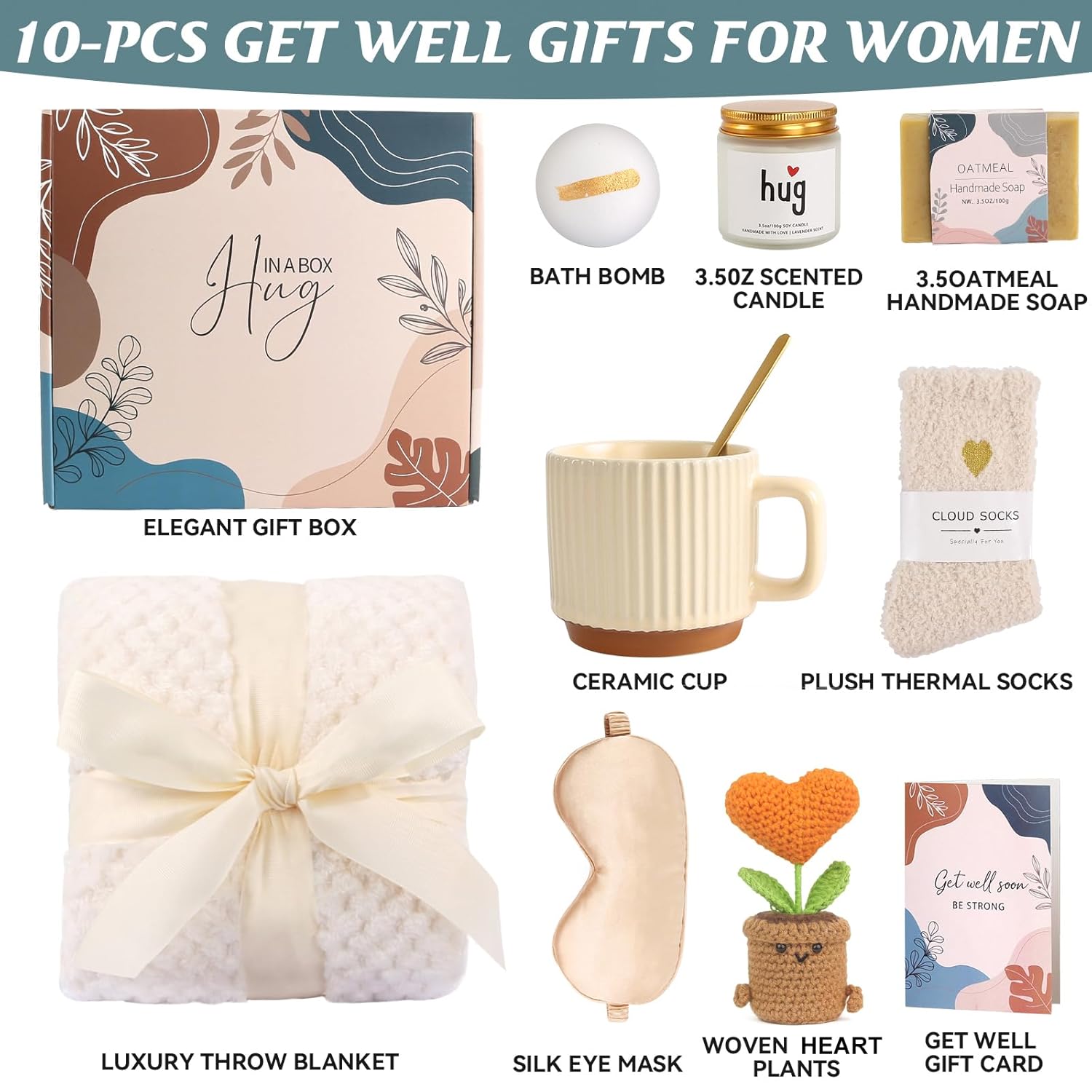 Women's Self-Care Get Well Soon Women's Gift Basket Post-Surgery Recovery Care Set Sympathy Gift Basket Thoughtful Care Gift Box For Mother/Wife/Dear Friend - Image 2