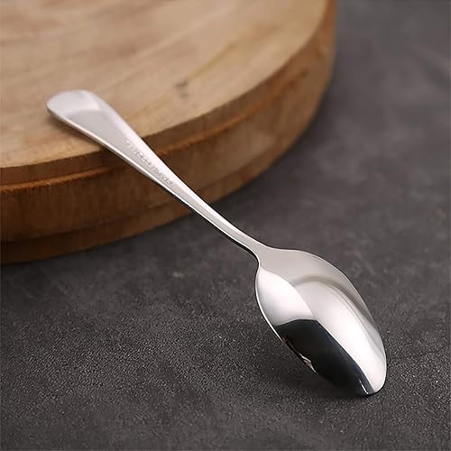 Miniatura 2 de VANRA Cucharas para niños de 4 piezas Cucharas de cena de acero inoxidable para niños Juego de cubiertos de plata para niños de 5.6 pulgadas (4