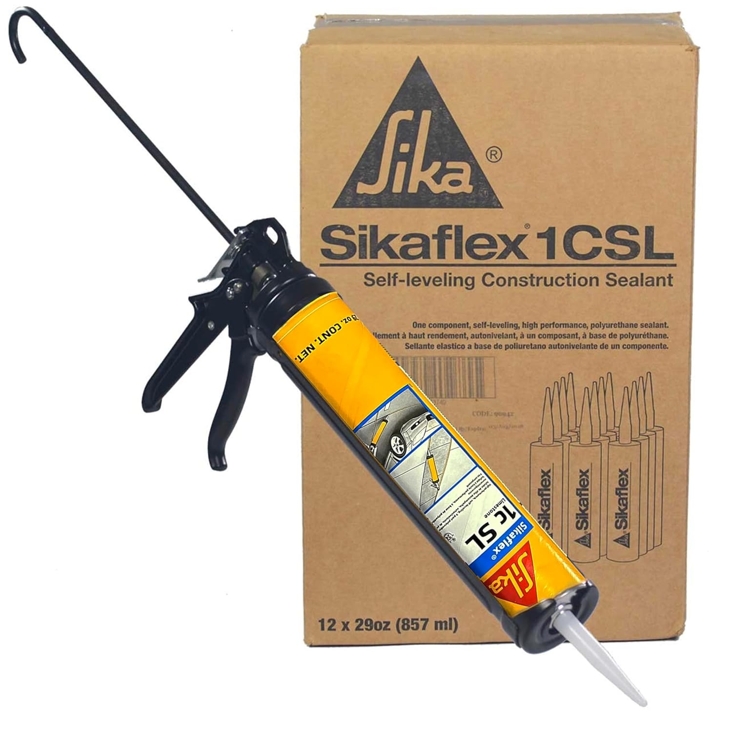Sikaflex 1C SL 29 oz Limestone - Sikaflex Self Leveling Concrete Sealant. Polyurethane, Concrete Crack Filler. Case of 12 with AWF PRO Gloves. Applicator Gun Not Included