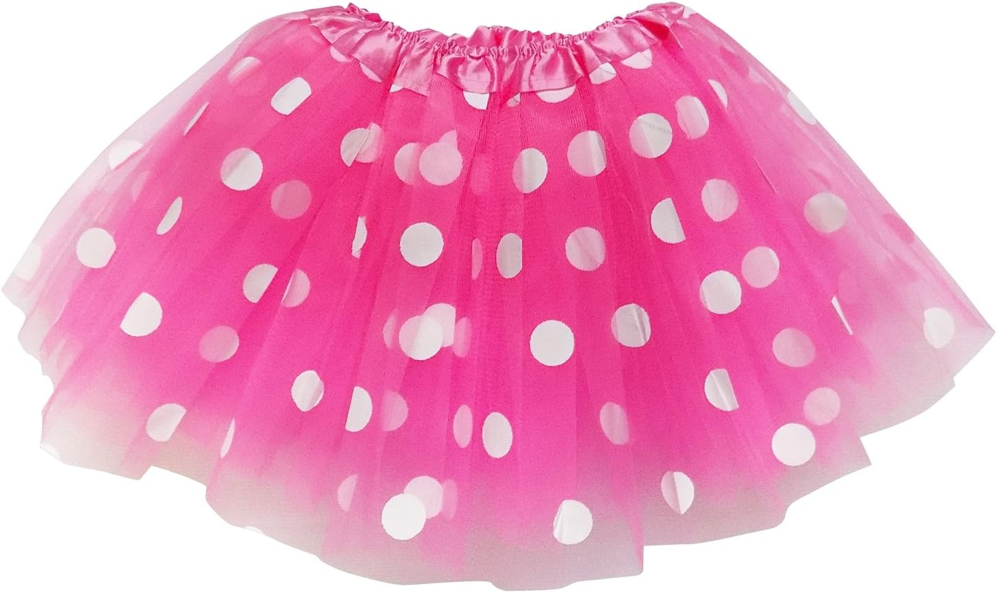 So Sydney Kids, Adult, or Plus Size Polka DOT Tutu Skirt Halloween Costume Dress (L (Adult Size), Hot Pink & White Mouse)