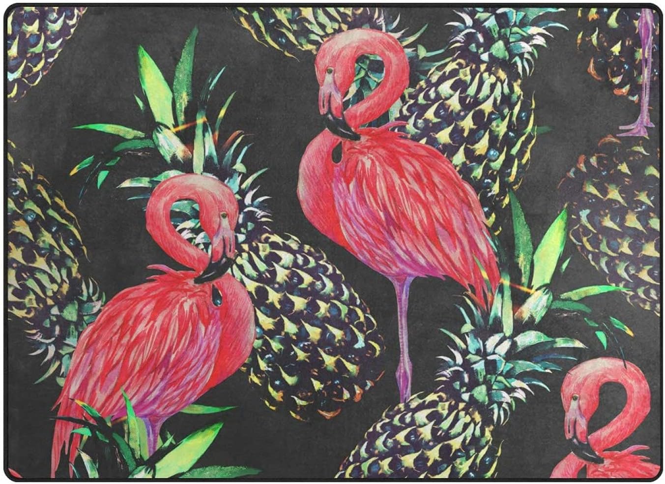 メーカー公式 ドアマット3d印刷エリアマットピンクフラミンゴ バードトロピカルパイナップルエリアラグソフト滑り止めフロアマット洗えるラグベッドルームリビングルームワンピースリビングルームラグマットクリスマスイブハロウィーン