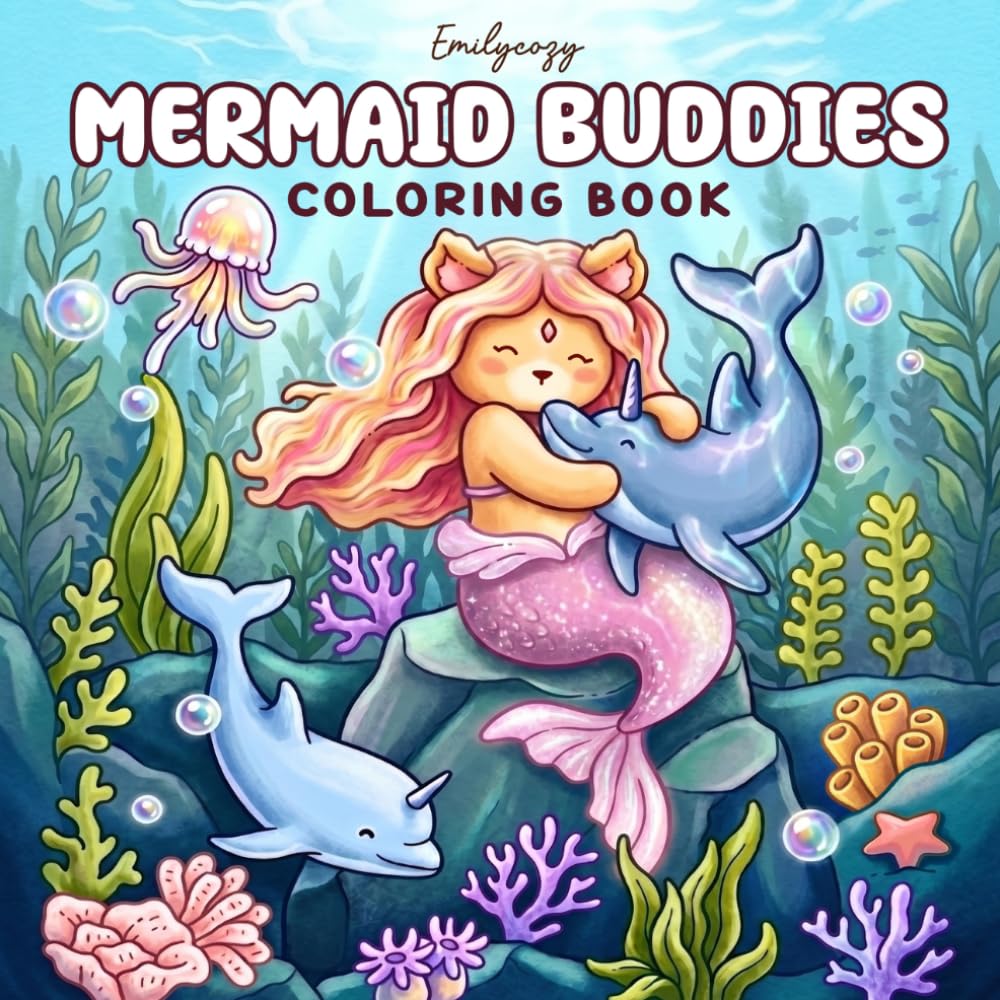 Mermaid Buddies: Coloring Book for Adults and Teens Featuring Cute Mermaids