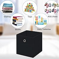 Vista 3 de Contenedores de almacenamiento de tela, cubos de almacenamiento de tela de 11 pulgadas, cubos de almacenamiento plegables con asas para estantes