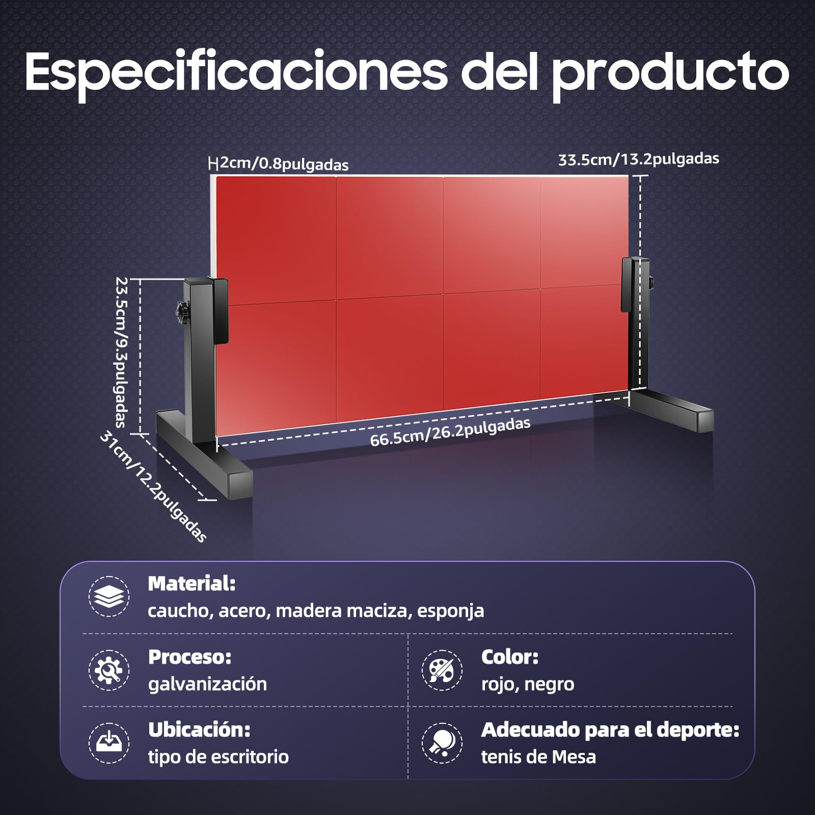 Tabla de Ping Pong para Retorno y Rebote - Mesa Vertical para Casa, Gimnasio, Interior y Exterior