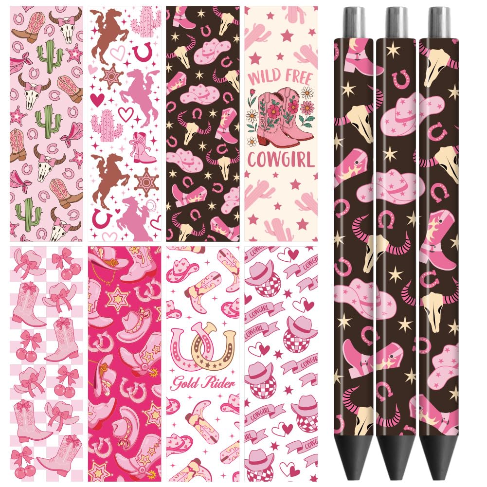 Peacoblue UV DTF Pen & Bookmark Transfer Stickers โ 48pcs Cowgirl Waterproof Decals for Pens, Acrylic Bookmarks, Journals & Spring Summer DIY Stationery Gifts