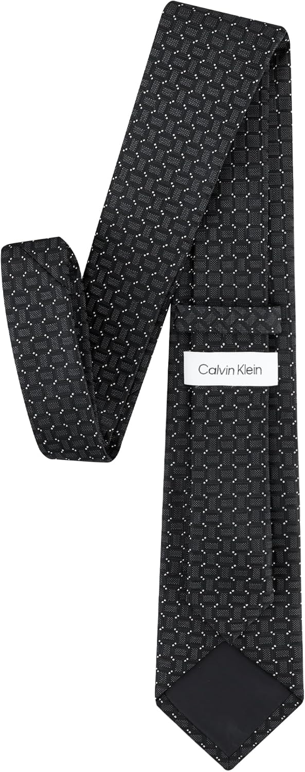 Calvin Klein Men’s Black Solid and Pattern Neckties – Dress Ties for Work, Weddings & Formal wear (Standard & Extra Long) - Image 3