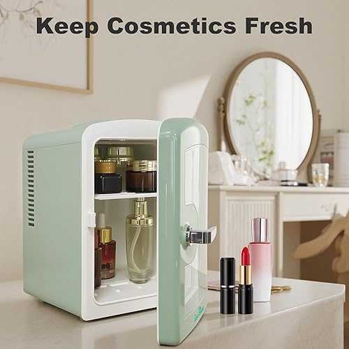 Miniatura 4 de Iceblue Mini nevera, pequeño refrigerador con ventana de visión, 4 litros/6 latas, refrigerador pequeño compacto para belleza y bebidas,