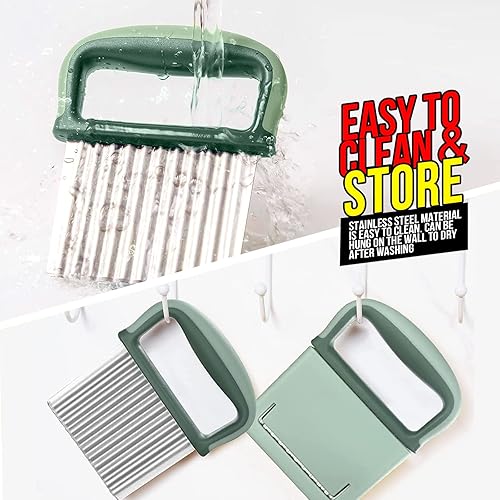 Miniatura 6 de HNYYZL Cortador de arrugas, cortador ondulado de acero inoxidable 2 piezas, cuchillo ondulado, herramienta de corte para verduras, papas fritas