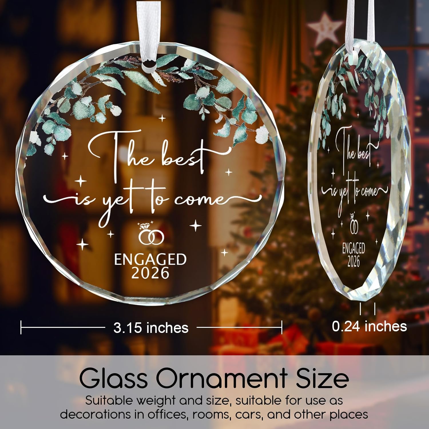 Engagement Gifts for Couples The Best is Yet to Come Glass Ornament for Newly Engaged Couple Bride to Be Gifts First Christmas Engagement Ornaments 2026 - Image 2