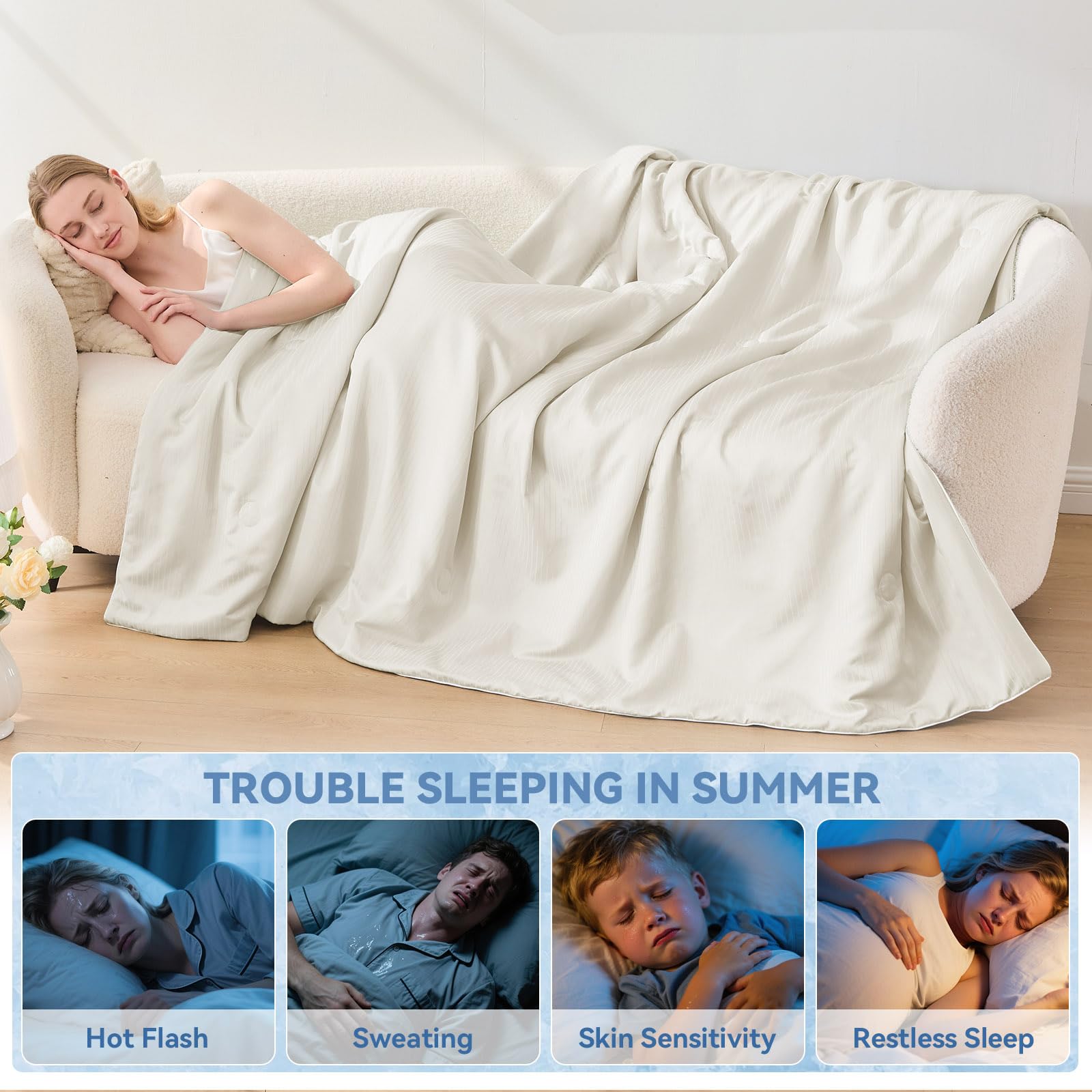 Qucover Trapunta Estiva Letto Matrimoniale 200 x 230 cm, Arc-Chill 3.0 Q-Max>0.5 Trapunta Microfibra Leggera Reversibile, Coperta Rinfrescante Fresco Morbido Traspirante, Grigio Beige