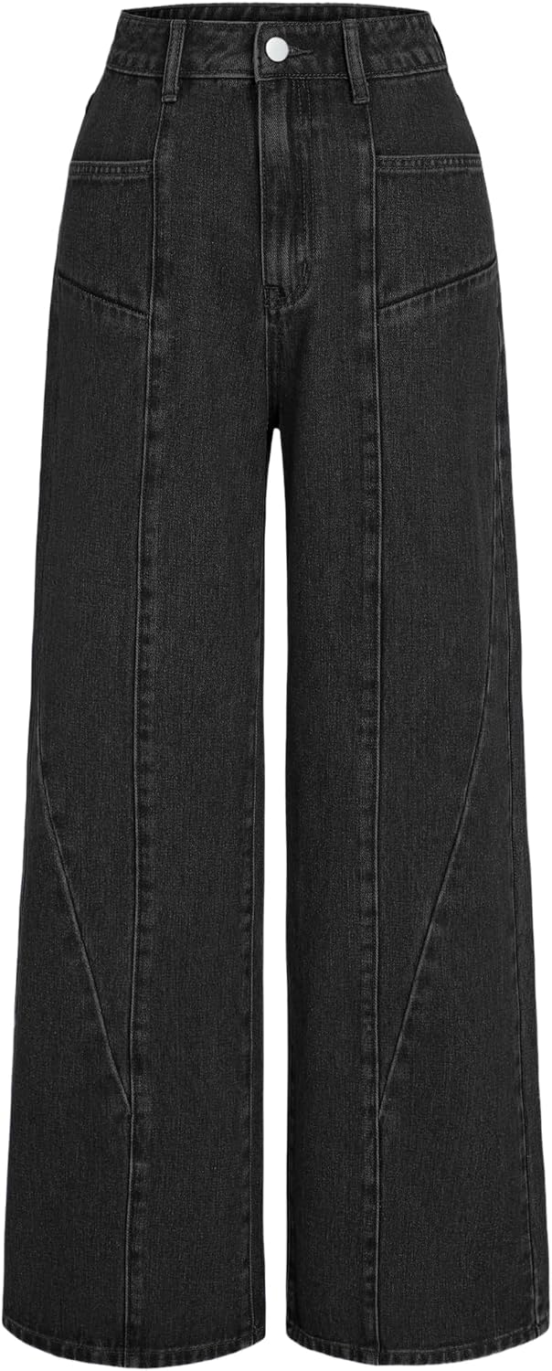 CIDER Mid Waist Pocket Wide Leg Jeans