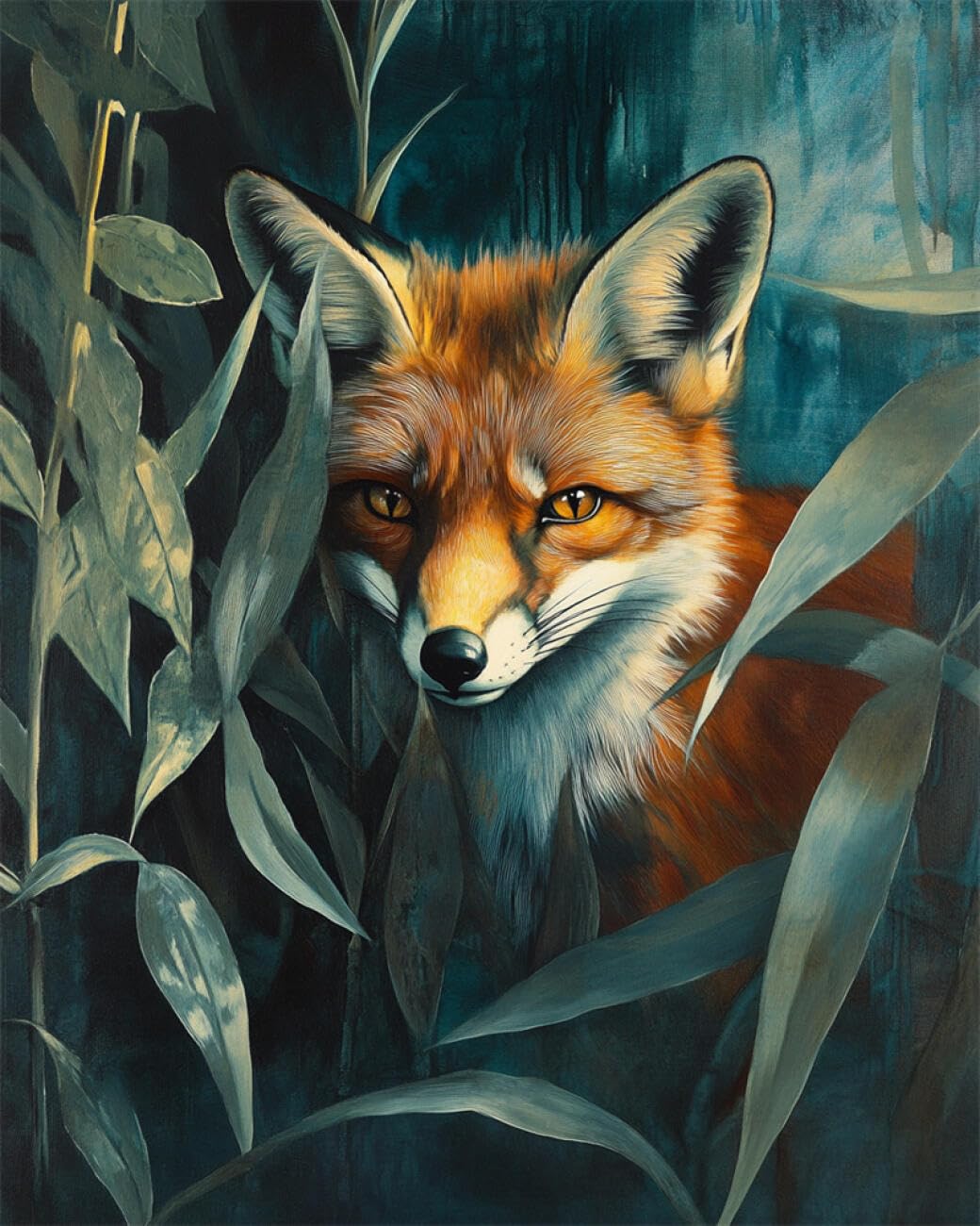 RKFLGEW DIY Embroidery Beads Set Fox Oil Painting 30x40cm