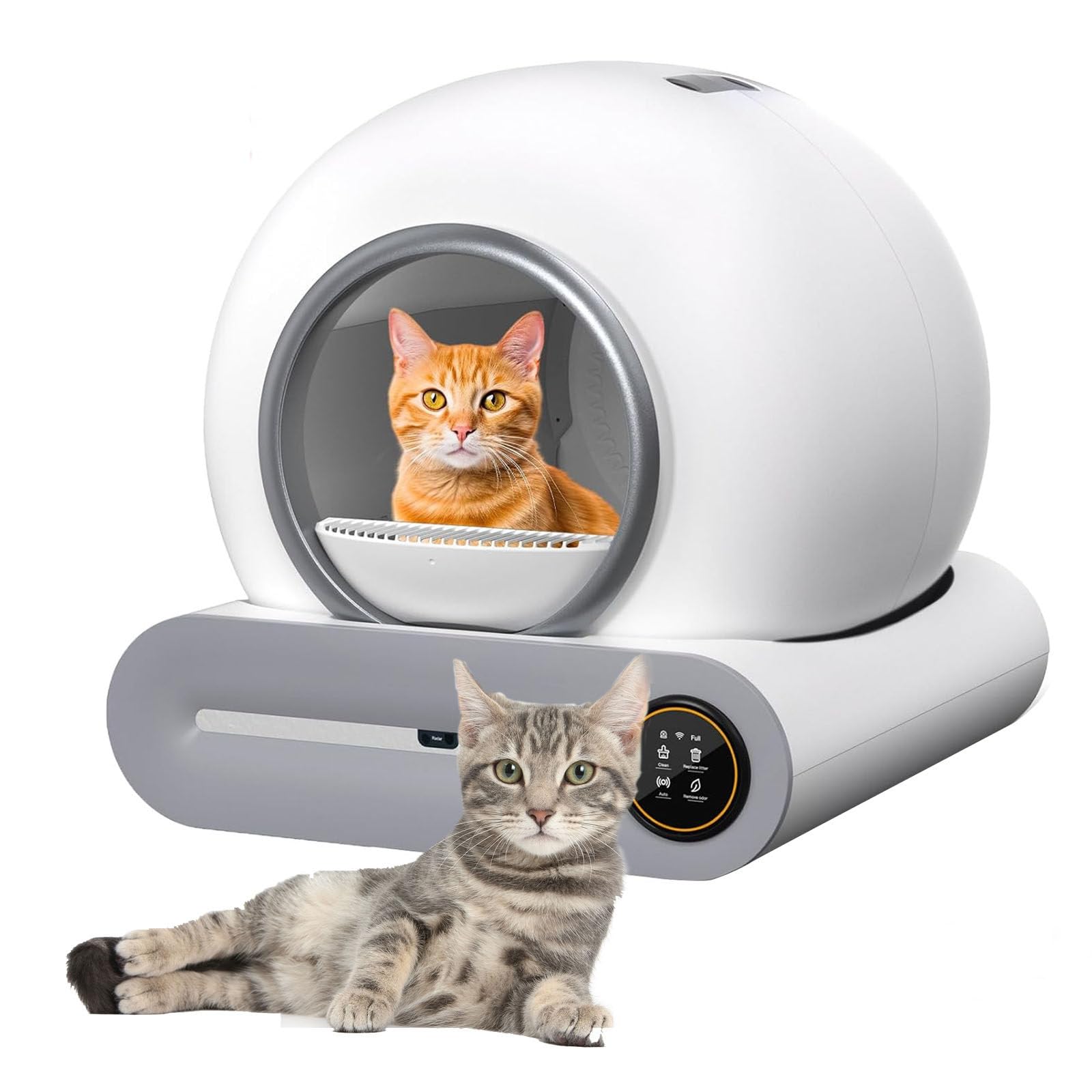 Arenero Gatos Autolimpiable,Arenero Inteligente para Gato con Control App, Sin Fugas Orina, Eliminación de Olores
