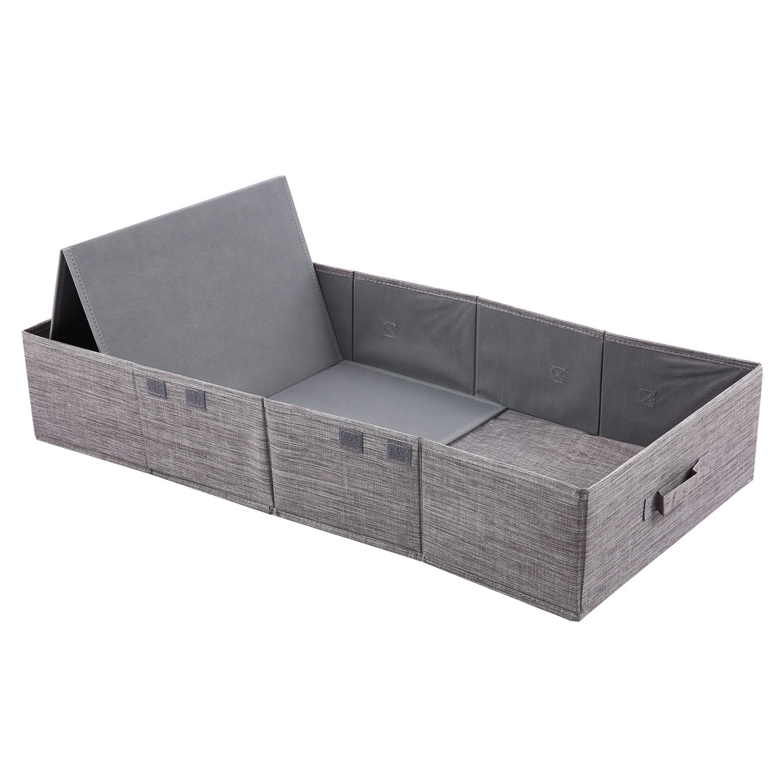 Kavolet 2 scatole portaoggetti sotto letto con coperchio, cassettiera pieghevole per armadio, coperta, vestiti, scarpe, giocattoli, tessuto, contenitore con 4 manici (grigio)