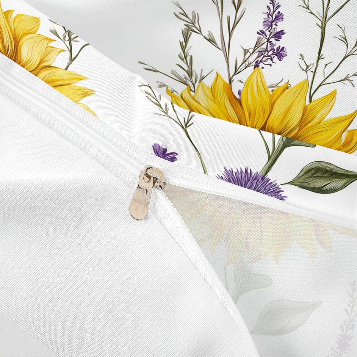 Feelyou Sunflower Duvet Cover Set Queen Size 3D Print Bedding Set Stylish Decor Pastoral Comforter Cover with 2 Pillowcases Blossom Flowers Ultra Soft Microfiber Zipper 3 Pcs Novely Floral Branches
