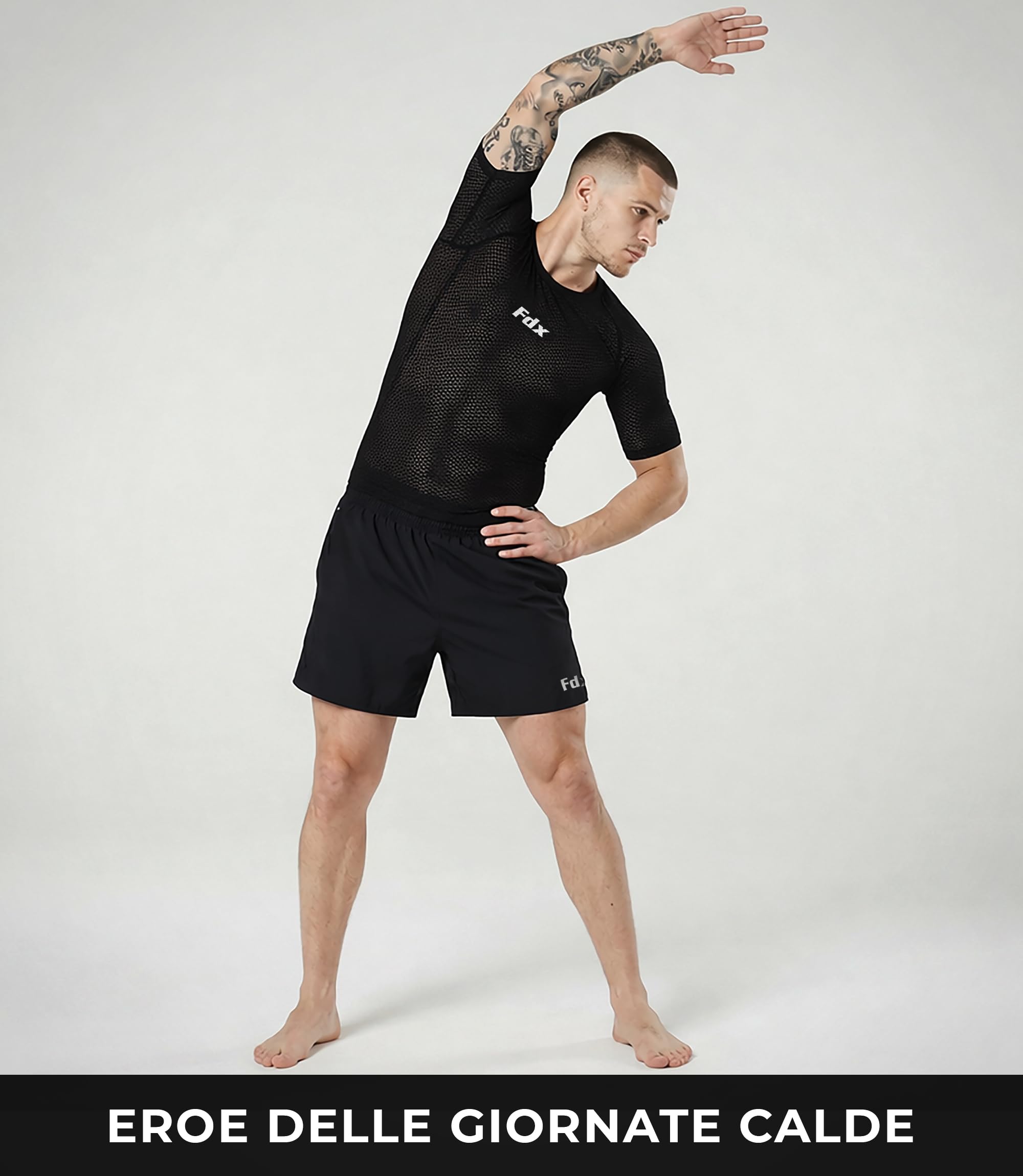 FDX Maglia Intima Cool Mesh a Mezza Manica – Estiva, Ultraleggera, Traspirante e antiodore, Ideale per Ciclismo, Corsa, Palestra, Allenamento ed Escursionismo