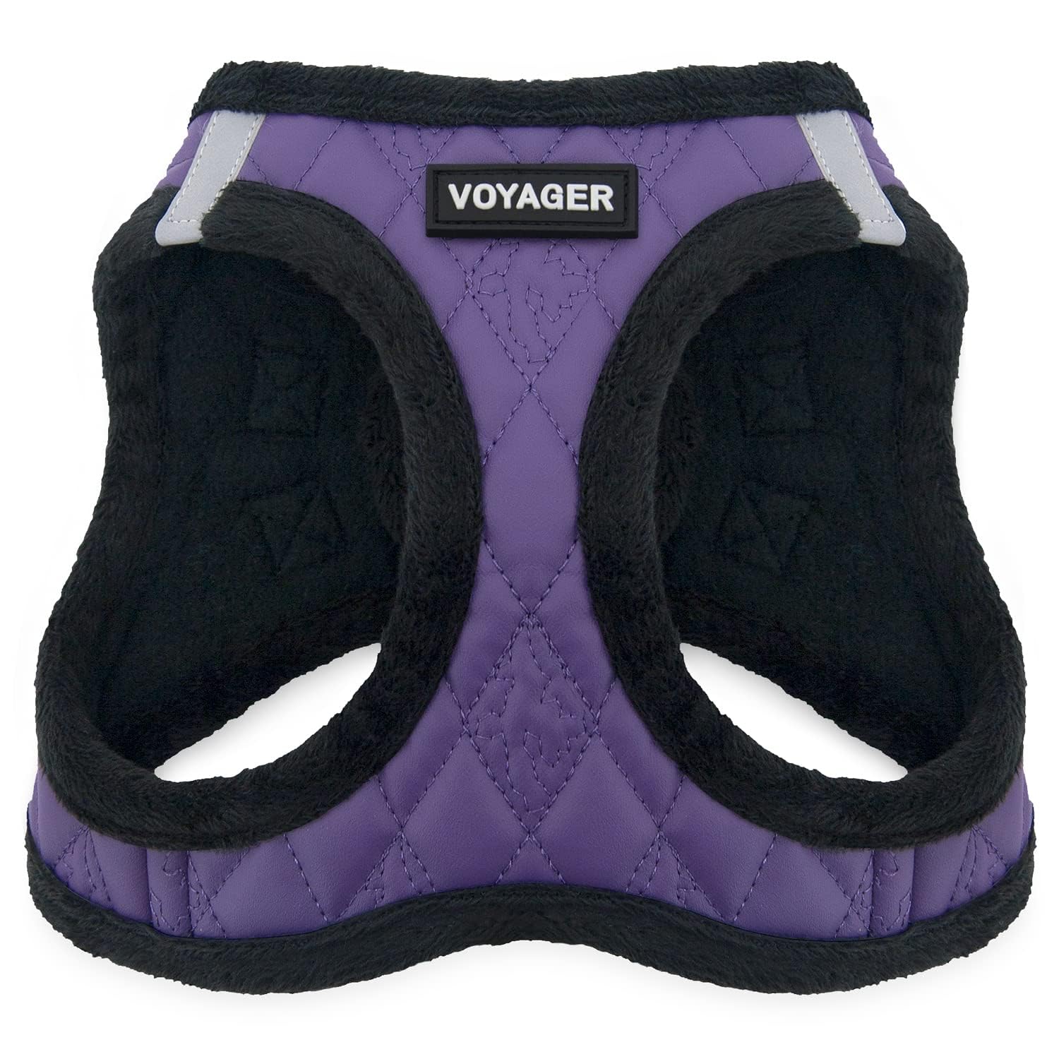 Voyager Step-In Plush Dog Harness by Best Pet Supplies - Step In Vest Harness for Small and Medium Dogs, Soft Plush, Purple Faux Leather, size S - Chest: 14.5 - 16"