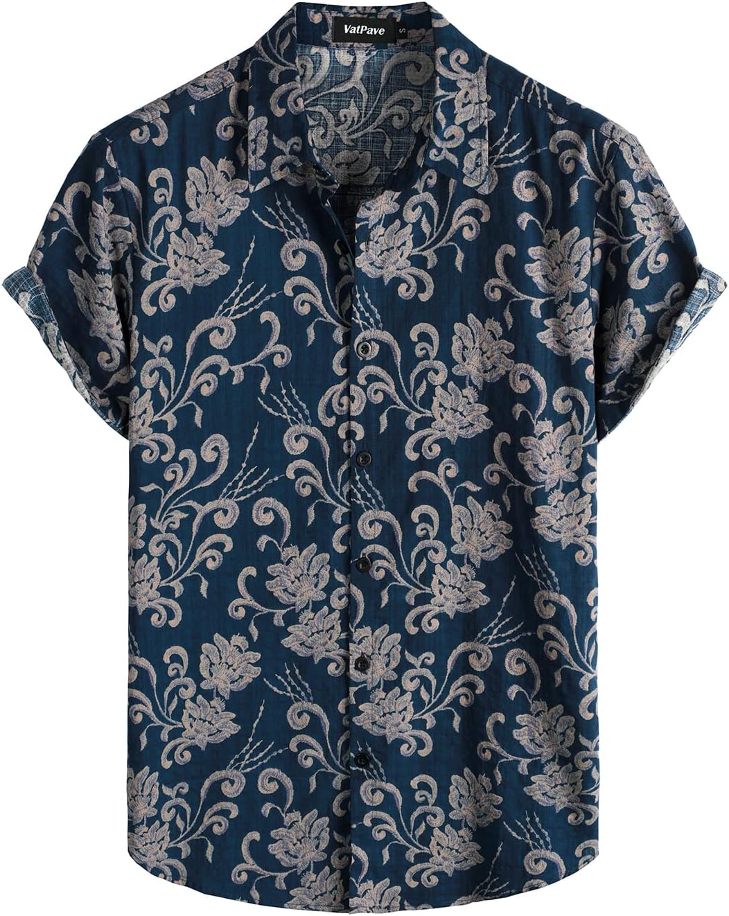 VATPAVE Mens Floral Hawaiian Shirts Short Sleeve Button Down Beach Shirts