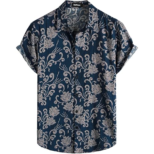 VATPAVE Mens Casual Hawaiian Shirts Short Sleeve Button Down Beach Shirts Tropical Floral Shirts