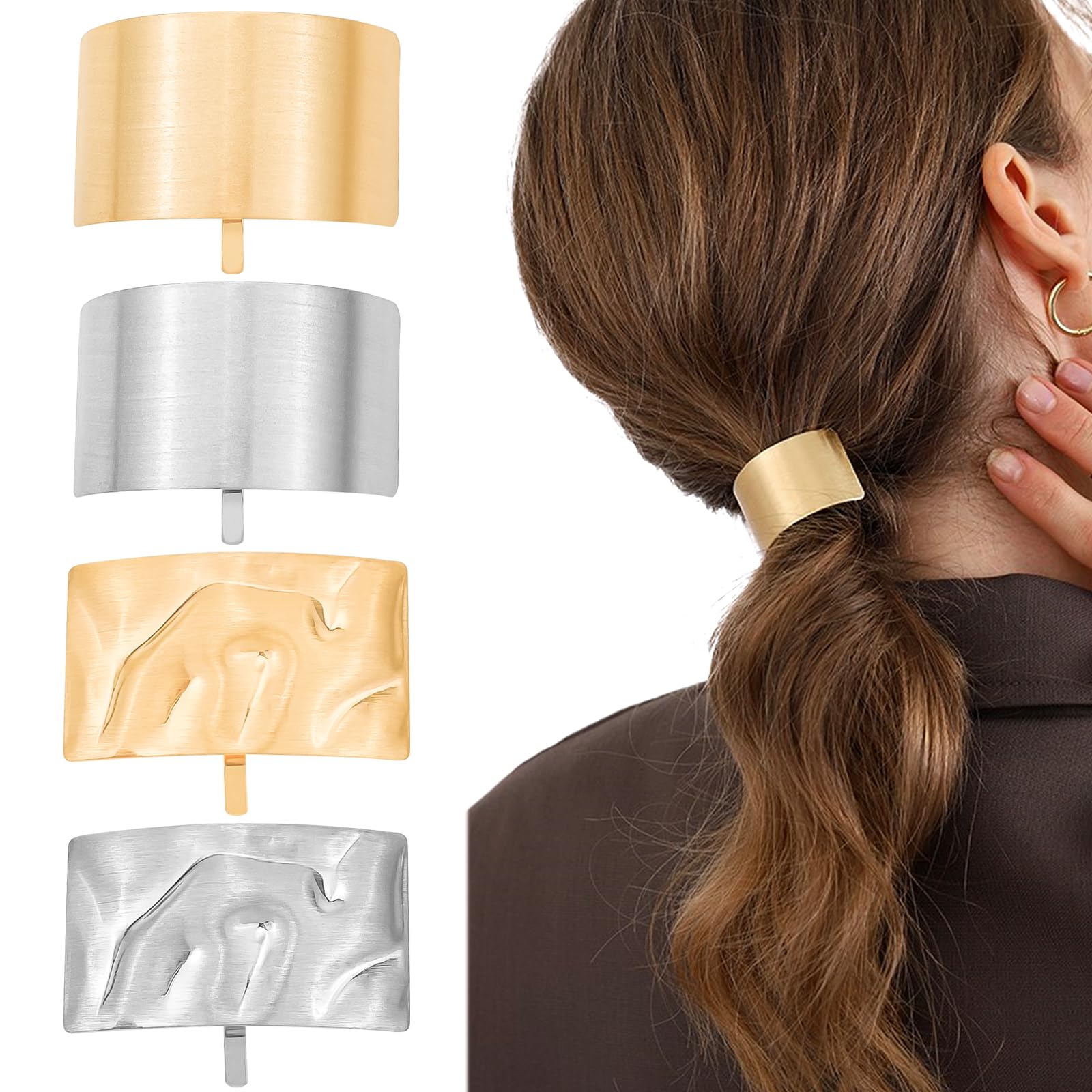 Amazon.com : 4 Pcs Ponytail Holder Hair Clips Rectangle Lava  display picture 2