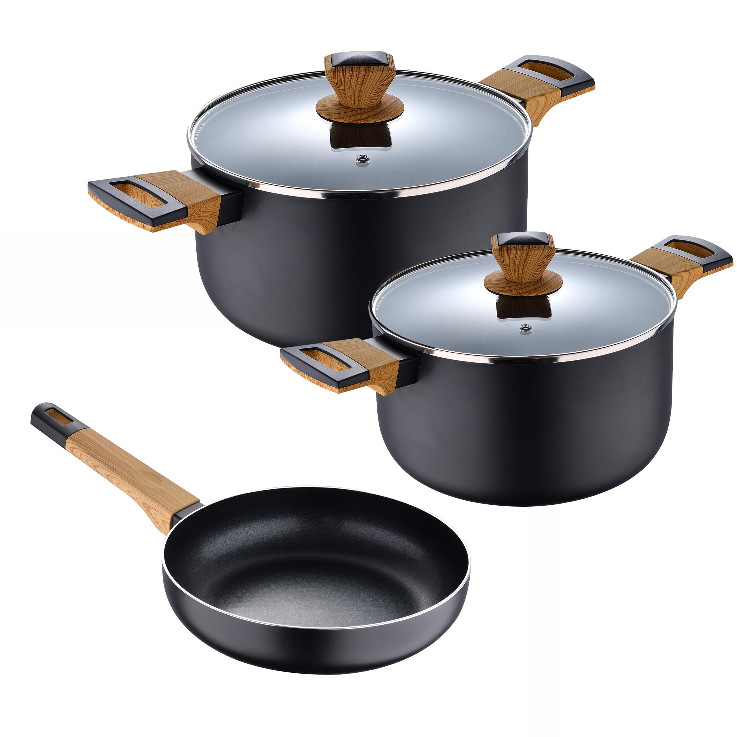BERGNER Batteria di pentole 5pz in alluminio per induzione linea Earth Black - Testata e approvata da Gianfranco Vissani
