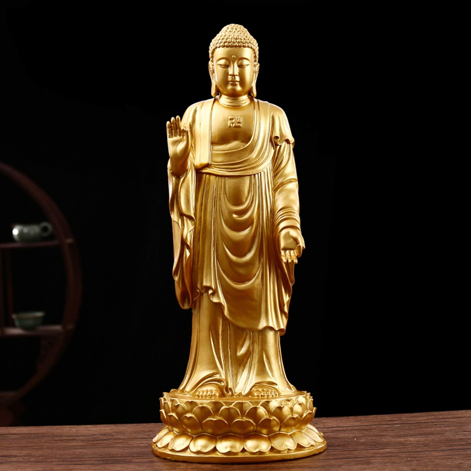 For el hogar, oficina, escritorio, mesa, decoración del baño, escultura de Buda, estatua de Buda de 19 pulgadas, consagra decoraciones for el hogar, estatua de Buda de pie de 48 cm, decoración Feng Sh